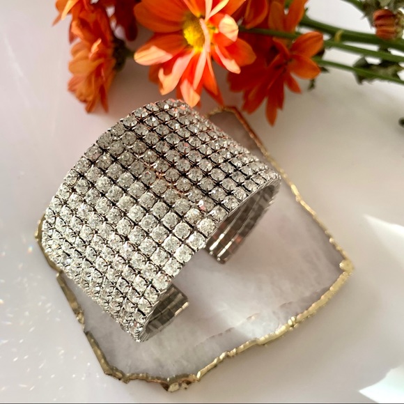 Silver Rhinestone Cuff Bracelet - Picture 3 of 7